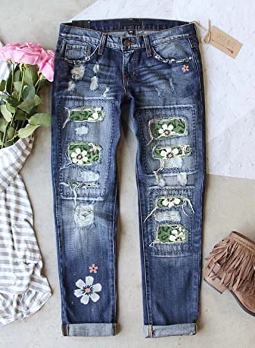 LAFOURAM Womens Boyfriend Patchwork Distressed Ripped Skinny Jeans with Hole2