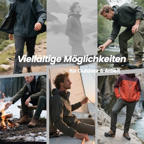 Aimato Wanderhose Herren wasserabweisend, Cargohose mit 6 Multifunktionstaschen, Teilweise Elastische Taille Outdoorhose, Arbeitshose für Trekking, Wandern, Camping, Reisen