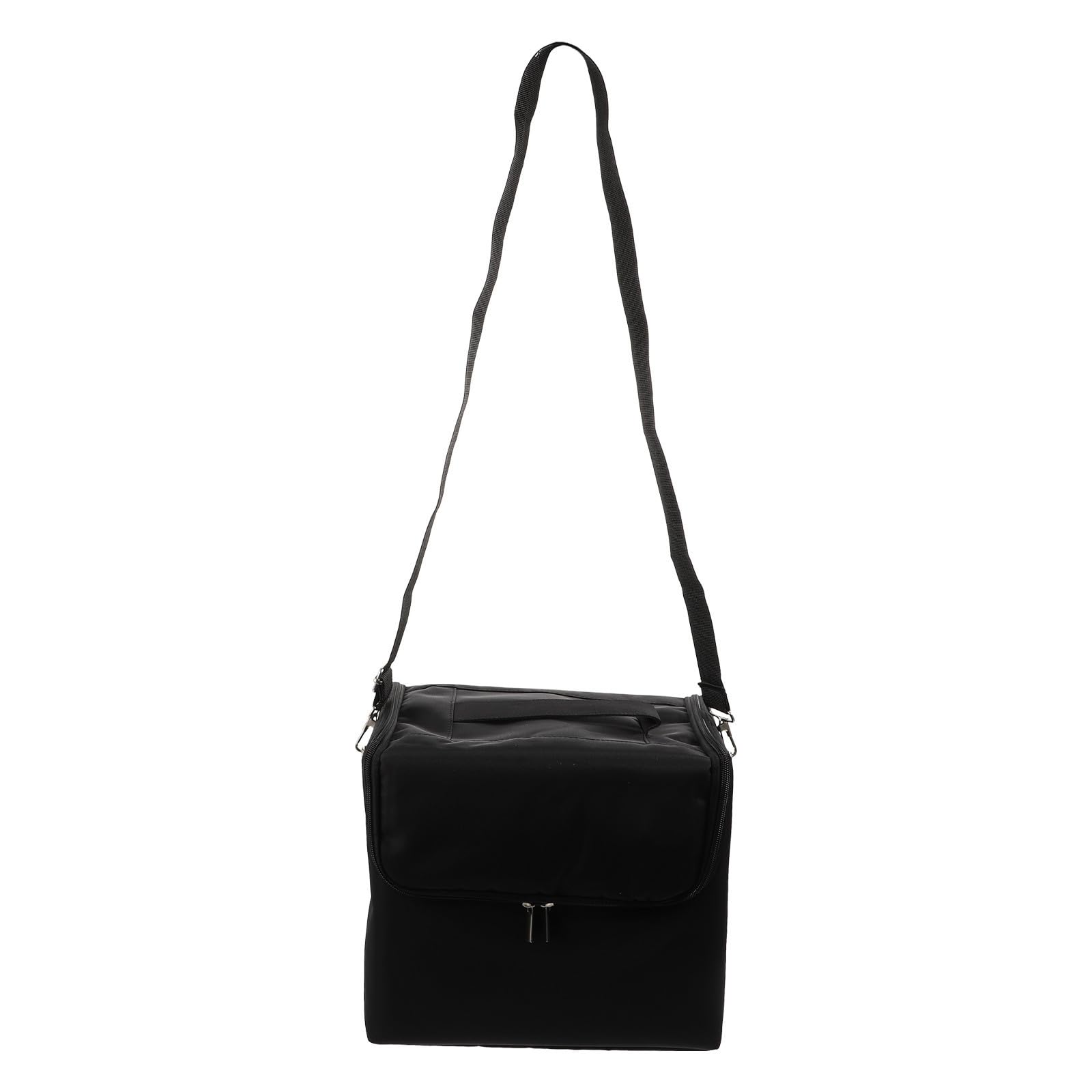 Mehrlagige Kosmetiktasche aus Oxford, Groß, Schwarz