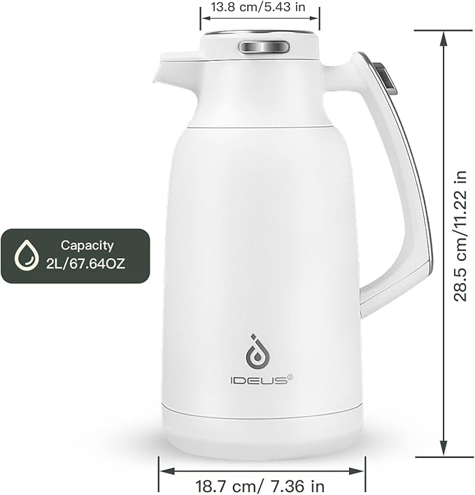 With an impressive capacity of 68 oz, this carafe is designed to meet the demands of various settings, whether it's a busy household, bustling office, or a lively social gathering. Say goodbye to frequent refills as this superior carafe ensures uninterrupted enjoyment of your favorite drinks.