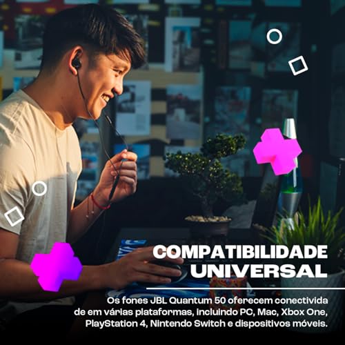 JBL, Fone de Ouvido Gamer Com Fio, Quantum 50 - Preto glide