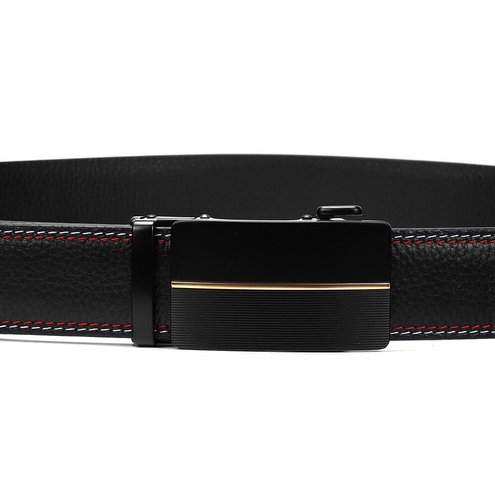 Cintura, Cinture da Uomo in Vera Pelle Fibbia a cricchetto Fashion Fashion Luxury Maschio Black Cow Hide Cyhaband (Color : Nero, Size : Length 120CM)
