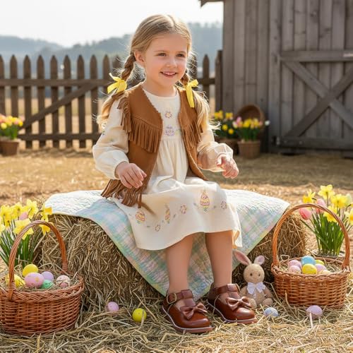 Image of Flaryzone Toddler Little Girl Mary Jane School Uniform Oxfords Flat Dress Shoes