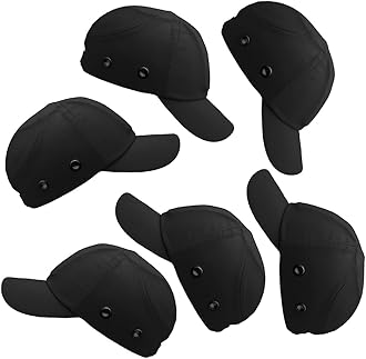 Black Baseball Safety Bump Cap - 100% Cotton, Impact-Resistant ABS Shell, Dual-Layer Padded Foam, Breathable, Adjustable Head Protection Hard Hat Cap