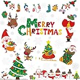 LOKIPA クリスマス 飾り 静電ステッカー 剥がせる 汚れない 117pcs入り ウォールステッカー 静電気シール 窓ステッカー 壁飾り 小物 部屋 装飾品 インテリア (Merry Christmas)
