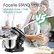 Planetaria-Knetmaschine, Facelle 1500 W, 6,2 Liter, Küchenmaschine mit Schüssel aus Edelstahl, Schneebesen, Knethaken, Schneebesen für Süßigkeiten, Spülmaschinenfest (schwarz)
