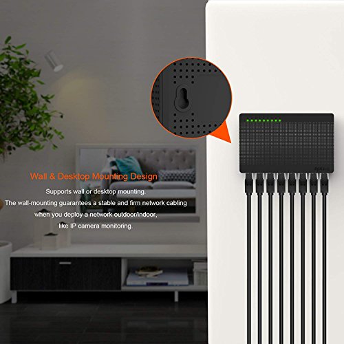 Image of Tenda 8-Port Unmanaged Gigabit Ethernet Switch, Ethernet Splitter|Plug & Play|Shielded Ports|Plastic Case|Desktop /Wall-Mount|Fanless|Limited Lifetime Protection