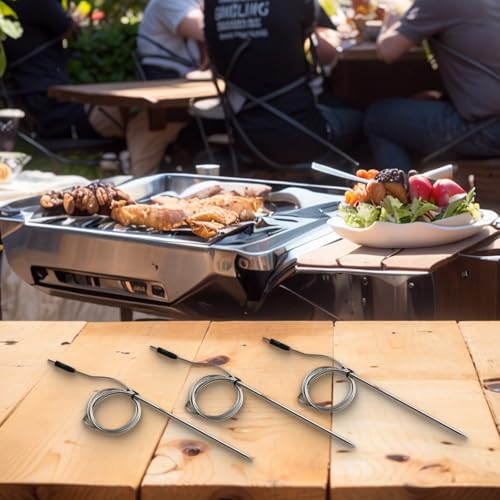 HEBEOT 3-teiliger Ersatz für Grillthermometer-Sonde, für Grillthermometer, Ersatzsonde, Sensorsonde, Länge 130 cm.