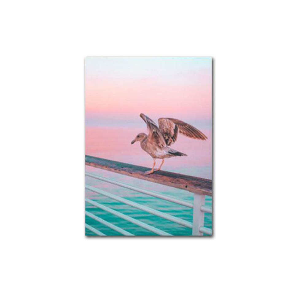 TYLPK Pink seascape canvas prints landscape home decoration painting art poster frameless E2 40x60cm no frame