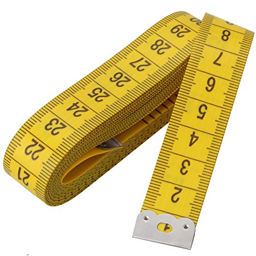 1 Mesure de la bande d'emballage, Wisdompro 120 de pouce 300cm Bande de mesure douce pour le tissu de couture, mesure du corps - Indexé en unités standard métriques, pratique 0.75 largeur PVC Fibre de verre - jaune