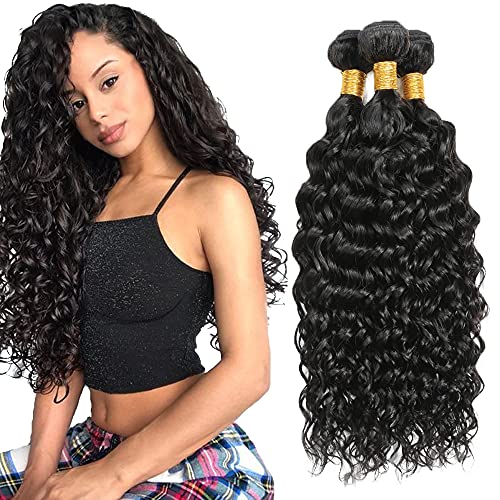 AuokMar 22 24 26 Inch Kinky Curly Hair Bundles Curly Hair Extensions Virgin Human Hair Weaving 3 Bundles Kinky Curly Unprocessed Remy Hair Weaves Double Weft Natural Black Bundles