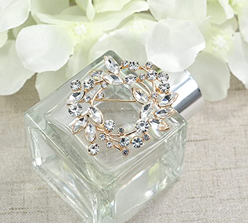 Image of Gyn&Joy Clear Crystal Rhinestone Floral Wreath Pin Brooch BZ005