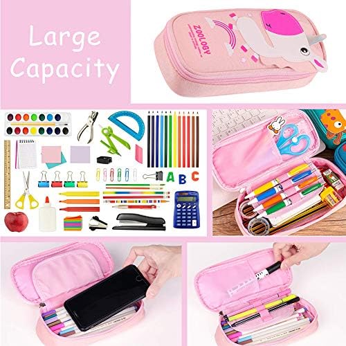 Unicorn Pencil Case - WENTS Large Capacity Pencil Case Zippers Unicorn Pencil Bag Office Pen Holder Organizer Stationery Bag with Compartments Christmas Birthday Gift for Girls (Pink Unicorn)