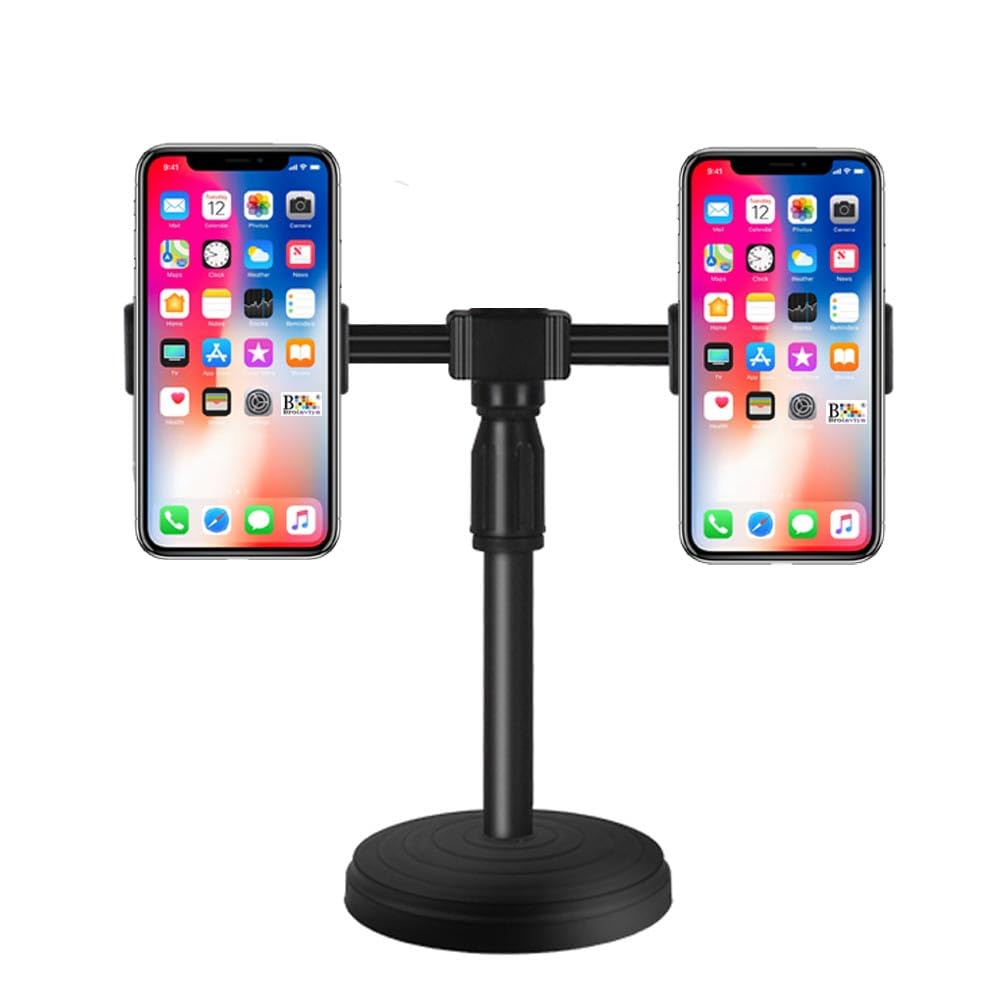 BROLAVIYA Dual Mobile Desk Stand with Height Adjustable and Compatible to iPhone, Android and Most Smartphones (B08QCJNBV2) Amazon Price History, Amazon Price Tracker