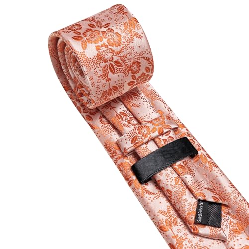 Image of Barry.Wang Men Tie Set Floral Paisley Silk Necktie Pocket Square Cufflinks Formal Wedding Party Business