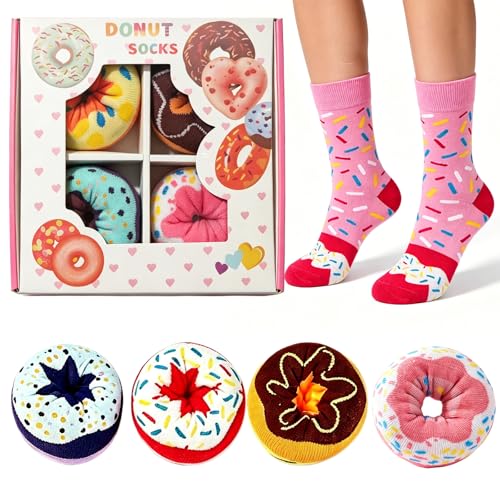 Divertidos calcetines locos de colores con diseño de donut y textura cómoda