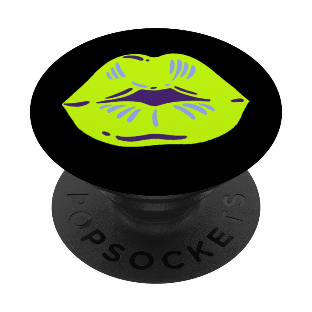 Yellow Green Bright Sexy Lips PopSockets Adhesive PopGrip