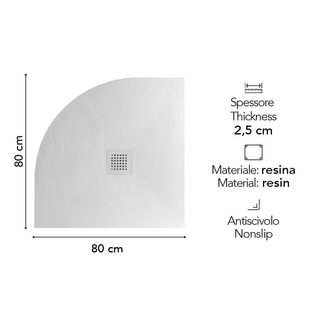 Kiamami Valentina - Plato de Ducha de Resina 80x80 Blanco en Resina Muse