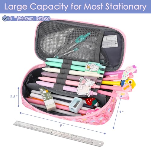 Image of FlowFly Large Capacity Pencil Case for Kids, Boys & Girls - Zippered Multi-Functional Pen Pouch, Soft & Portable Pencil Bag for School, Teens, Students, Rainbow