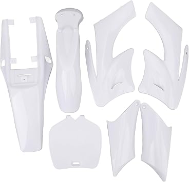 7PCS Plastic Fairing Body Cover Kit, Replacement for Apollo Orion Dirt Bike Chinese 2 Stroke 47cc 49cc, Shockproof Motorcycle Mudguard, ABS Plastic Fairing Kit with 7 Pieces for En White