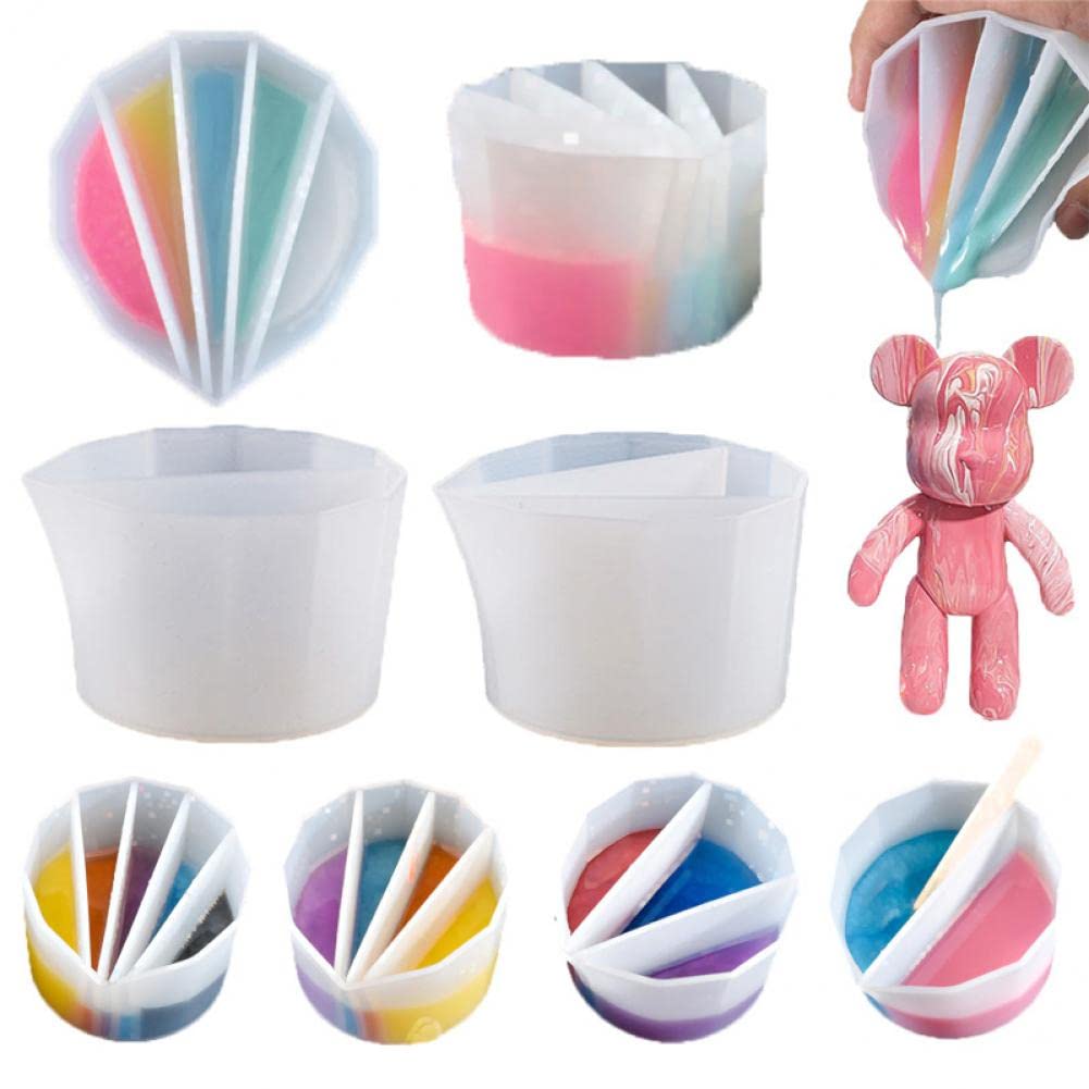 Goodern 4Pcs Split Cups for Paint Pouring,Paint Pouring Kit,Silicone Pouring Tools Paint Resin Mixing Cups,Pour Painting Supplies,Pouring Split Cup for DIY Acrylic Paint and Making Resin Art Drawing