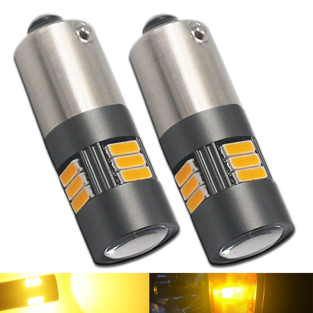 Eseastar BAY9S H21W LED Bulbs Amber High Power 4000LM Extremely Bright with Canbus Error Free for Indicator Backup Side Light, 2 Pack