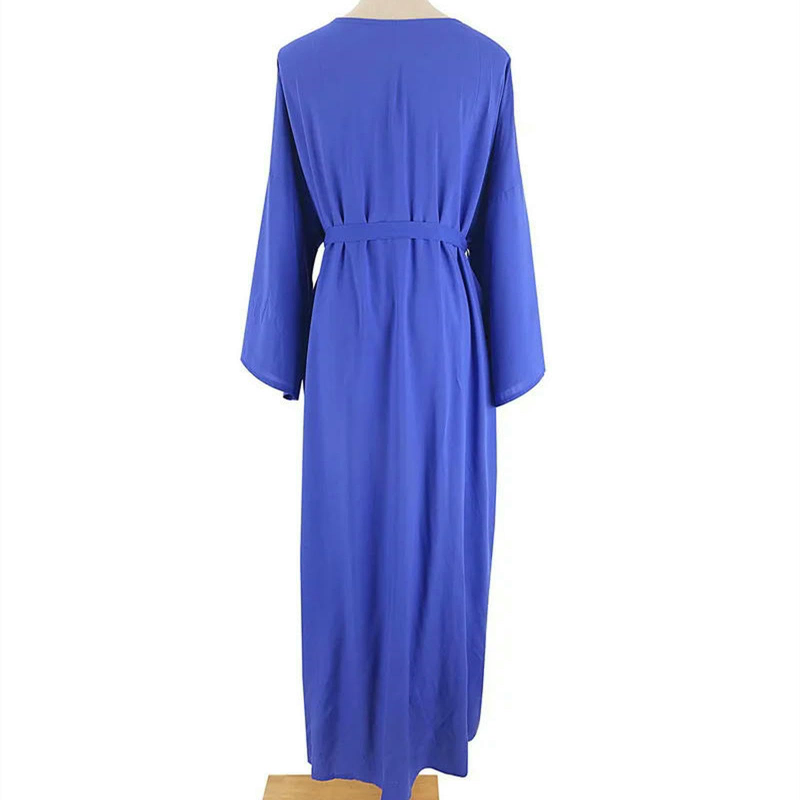 Copricostume da Spiaggia Coperchio di Bikini Cotone ups Beachwear Kimono Beach Robe Maxi Long Women Welf Cardigan Swimsuit Covers-Blu-Una Dimensione