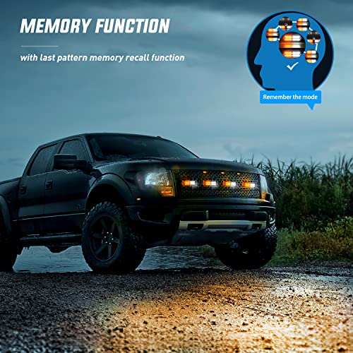 Image of Nilight 4PCS LED Strobe lights 12V Sync Feature Amber White 24LED Emergency Hazard Warning Lights with Controller Hard Wire or Cigarette Lighter Plug for Car Truck RVs Campers