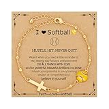 VULETO Softball Bracelet Gifts for Girls Teens Women, Cross Link Chain Sport Accessories Valentines Christian Religious Jewelry Gifts for Kids Her Teen Girls 8-12 Team Coach Lover Player Baseball Mom