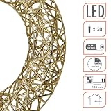 Leuchtring 30 cm mit Goldband umwickelt warm weiß mit Timer - 20 LED - Weihnachts Dekoleuchte zum Hängen Batterie betrieben - Weihnachten Stimmungslicht Advent Deko Ring beleuchtet