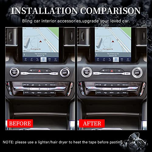 Lecart For Explorer Accessories Bling Ford 2020 2021 2022 Glitter Auto Interior Volume Vol Tune Knob Covers Cute Inner Car Decoration Trims Metal Decal Stickers #TOP1