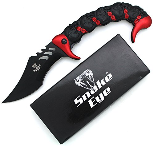 Snake Eye Tactical Fantasy Scorpion Tail Design Action Assisted Folding Knife Hunting Fishing Camping Outdoors (Red) - Snake Eye Tactical