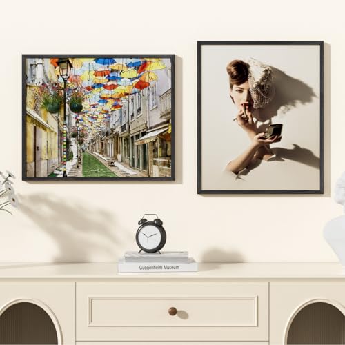 Image of 18x22 Picture Frame Oak Wood,18 inchx22 inchBlack Color Wooden Frames with Tempered Glass,22x18 inch Wall Gallery Poster Frame with No Mat,18 by 22 Frames Horizontal and Vertical for Wall Mounting