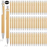 SATINIOR 150 Pcs Bamboo Ballpoint Pens Wooden Retractable Ballpoint Pen Bamboo Black Ink 1mm Pen Woo