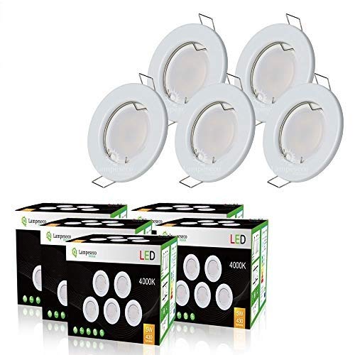 Lot de 20 Spot Led Encastrable complete ronde fixe eq. 50w blanc neutre