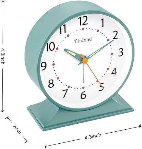 Miniatura 7 de Reloj despertador analógico retro antiguo de 4.5 pulgadas, pequeño reloj silencioso de mesita de noche con luz manual, funciona con pilas,