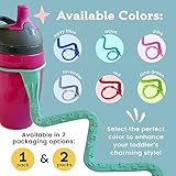 Brilli Baby Cup Catcher - Patented Safety Tether to attach Sippy Cups, Bottles, Toys & Pacifiers to Strollers, High Chairs & Car Seats, Made in USA, Food grade, Dishwasher Safe - 2 Pack (Navy & Red) - Image 3