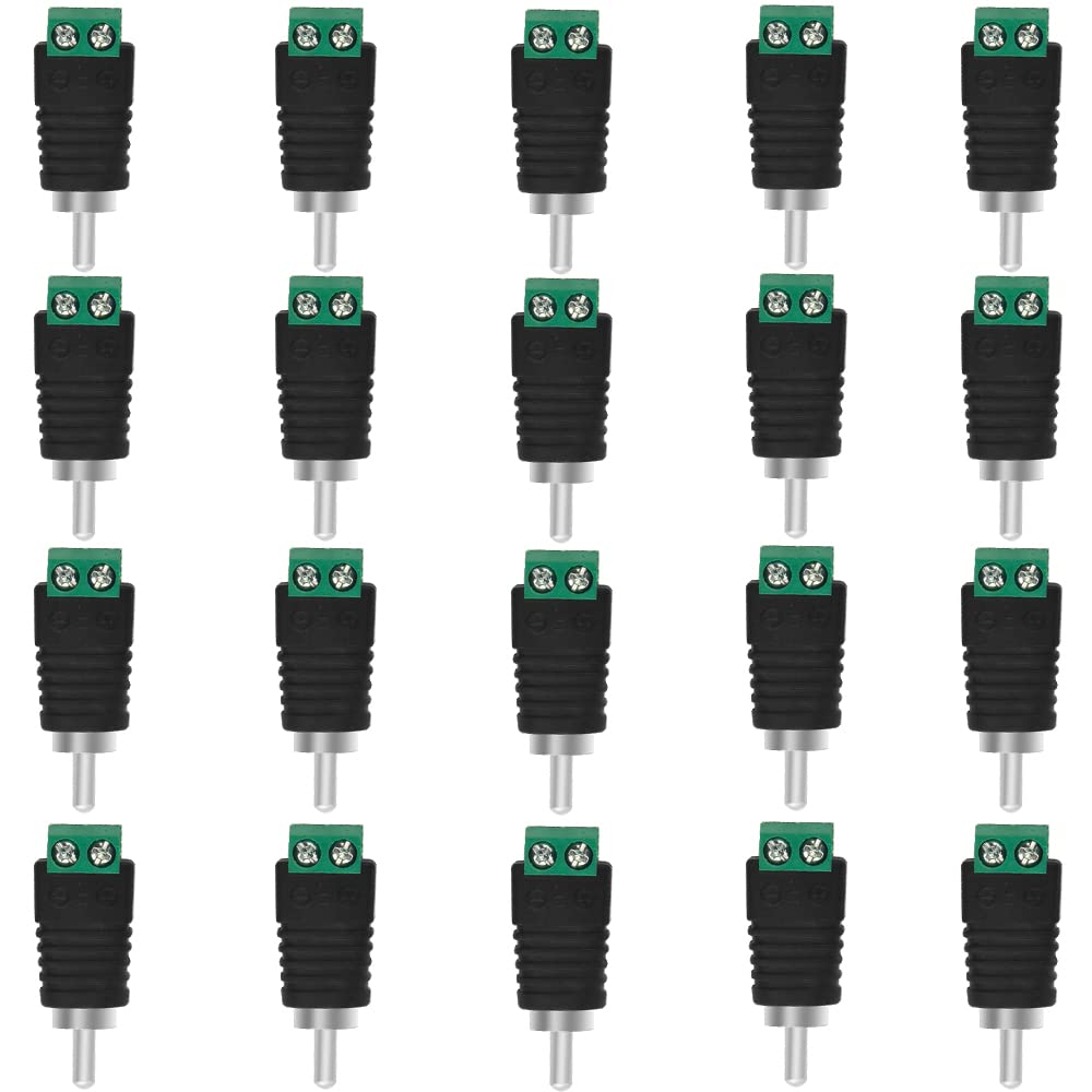 WMYCONGCONG Lot de 20 Connecteur de câble d'enceinte RCA, adaptateur câble d'enceinte vers RCA, convertisseur sans soudure pour
