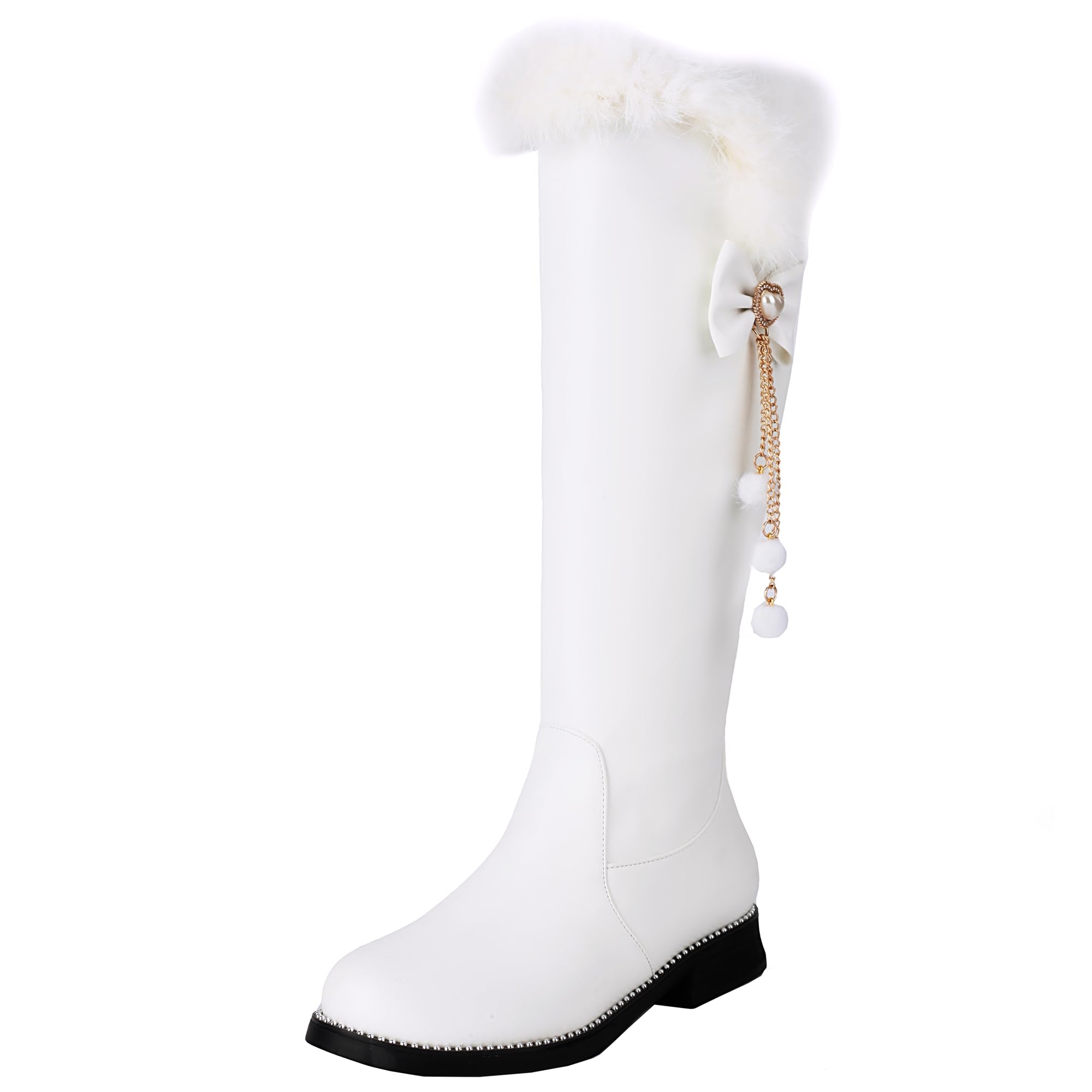 Womens Flat Heel Long Boots Zipper Knee High Boots for Autumn and Winter Wear