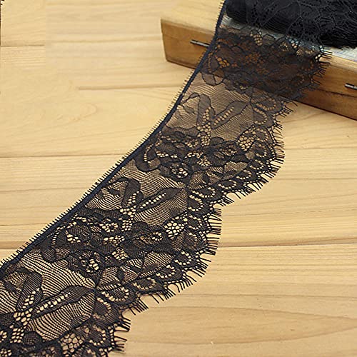 Cinta de Encaje de 3 Yardas con borlas de Encaje,Vintage,Ribete de Encaje,Cinta Decorativa,Tela de Encaje para Manualidades,Costura,Boda,decoración de Mesa,Accesorios de Costura,9 cm,Color Negro A Cover