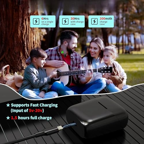 Image of Omnidirectional Wireless Lavalier Microphone for Android /iPhone 3 in 1 Collar Mic with USB-C & Lightning Plug | Rechargeable Wireless Mini Portable Bluetooth Speaker with Microphone (Black-J13)