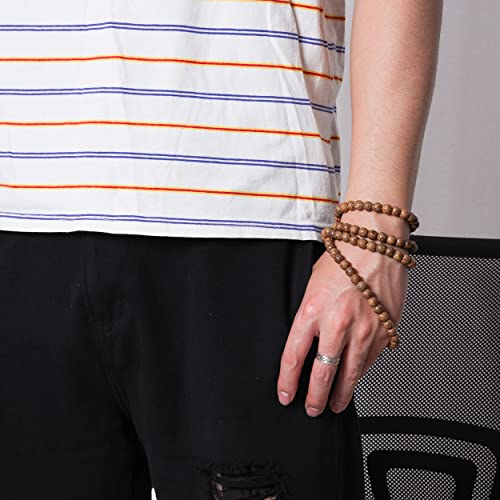 Image of Eigso 6mm 8 mm Natural Mala Beads Wristlets for Women Men 108 Lava Rocks Healing Tibetan Prayer Bracelet Necklace for Man Woman