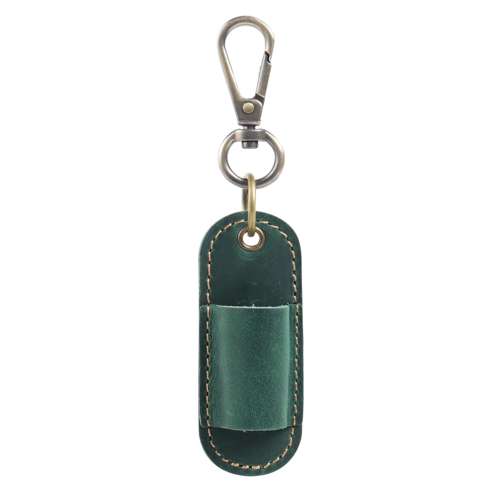 Ladfrtyu Green Fountain Pen Holder Pen Holder With Keychain Clip Leather Portable Pencil Clip-On Bag For Office And Travel(Green)