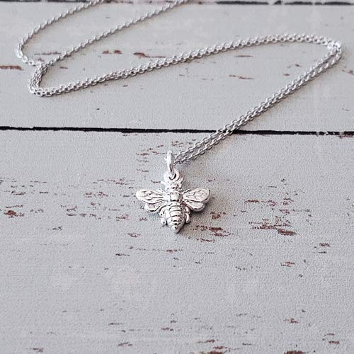 Miniatura 3 de Sterling Silver Tiny Bee Charm Necklace, 18"
