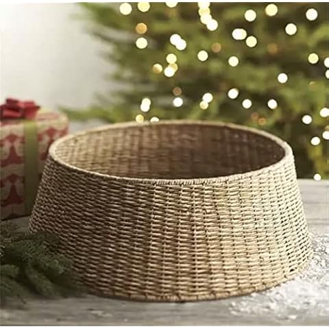 27in Farmhouse Christmas Tree Collar - Tree Basket - Natural Woven - Base Cover for Christmas Tree - Tree Skirt - Tree Ring Cover