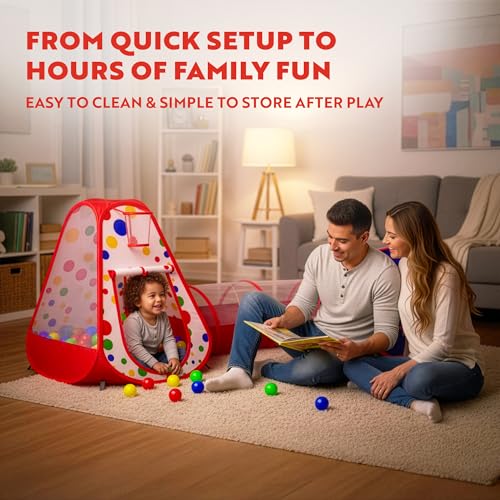 Image of Playz 5pc Pop Up Play Tent and Crawl Through Tunnels for Kids w /Carry Bag | Ball Pit for Toddlers with Play Tunnels, Baby Tents Indoor playground for age 3+ Boys and Girls [Pit balls not included]