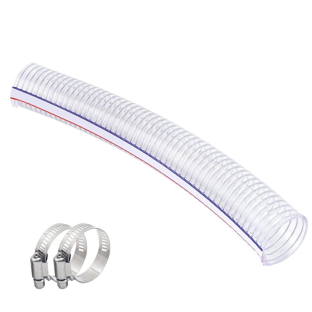 QuQuyi 1-1/2 Inch ID x 1-3/4 Inch OD Heavy-Duty Steel Wire Suction PVC Flexible Tubing High Pressure UV Chemical Resistant Thick Vinyl Hose Tube, 1.3