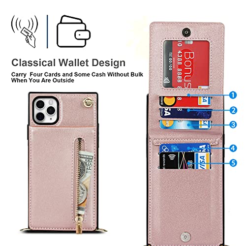 XYX Capa carteira com zíper para iPhone 11 Pro Max, alça transversal de couro PU capa de telefone fe