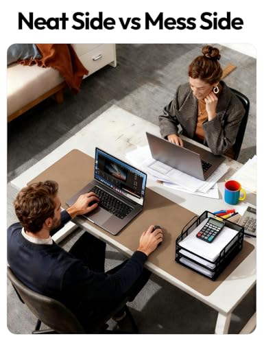 Image of YSAGi Leather Desk Protector, Office Mat, Large Mouse Mat, Non-Slip PU Leather Blotter, Laptop Desk Pad, Waterproof Writing Pad for Office and Home (Khaki, 47.2 inch x 23.6 inch)