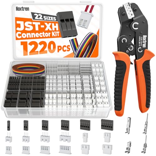 Noxtren JST-XH 2.5mm & Du pont 2.54mm Connector Kit with AWG2817 Ratcheting Crimping Tool 22 Sizes Wire Terminal Set for Arduino Raspberry Pi 3D Printer RC PCB & DIY Electronics